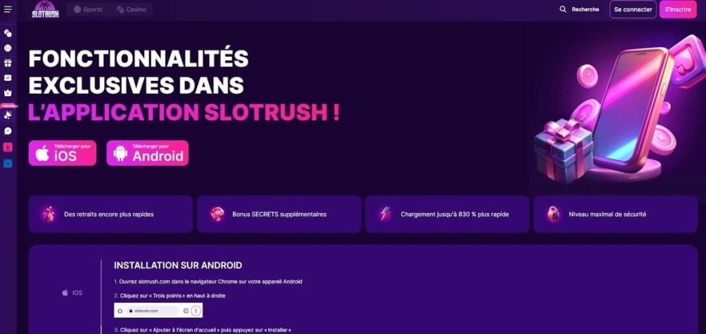 Slotrush casino | Bonus 350% jusqu'à 4000€ + 200FS