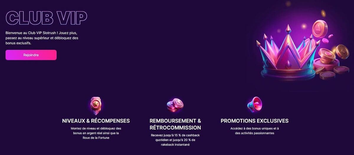 Slotrush casino | Bonus 350% jusqu'à 4000€ + 200FS